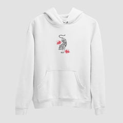 Tiger Embroidered White Hoodie