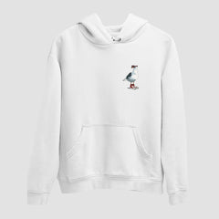 Seagull Embroidered White Hoodie