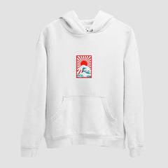 Sun Rise Embroidered White Hoodie