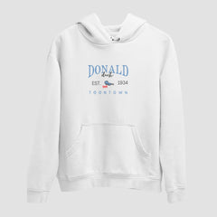 Donald Duck Embroidered White Hoodie