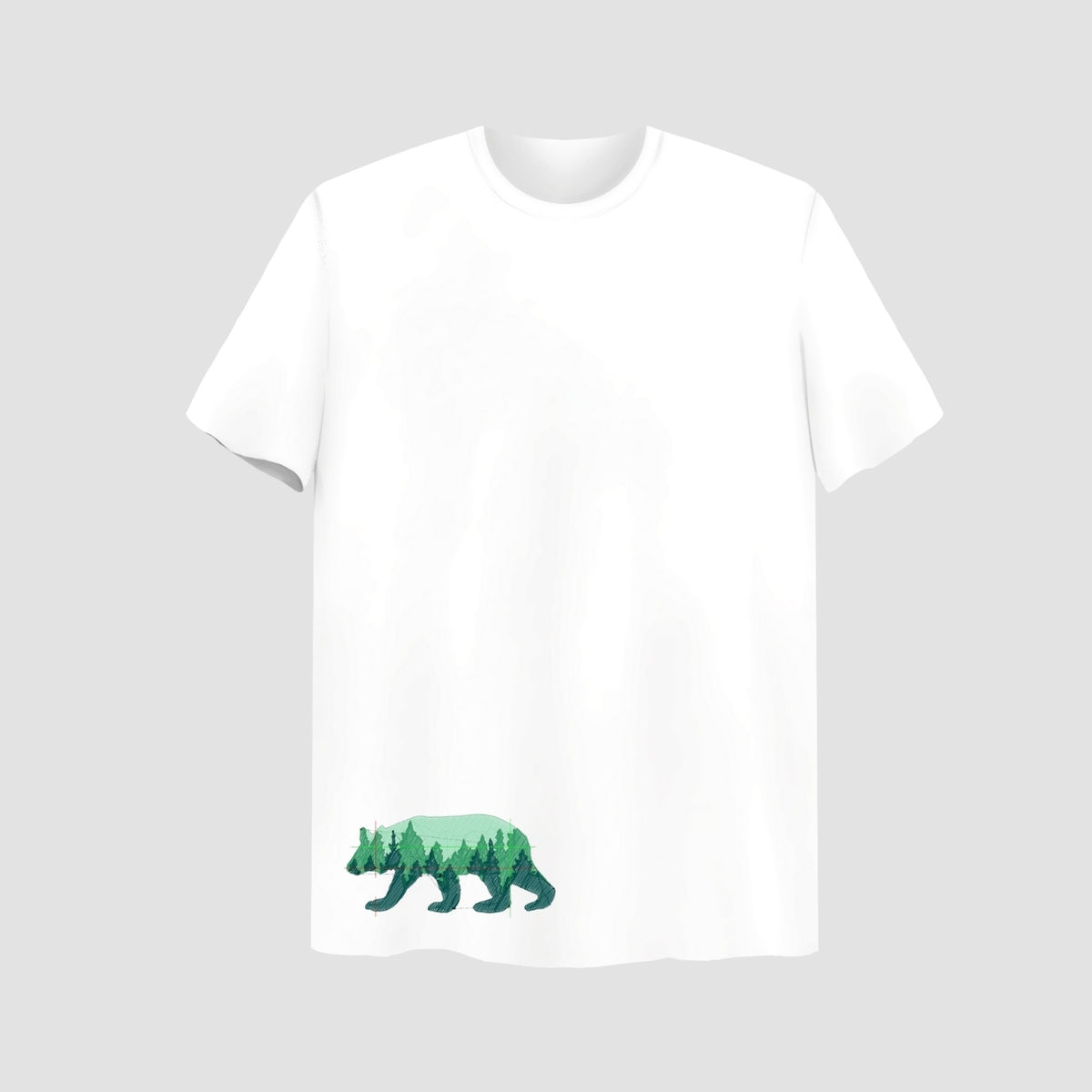 Bear Embroidered White Oversize T Shirt