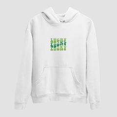 Lucky Embroidered White Hoodie