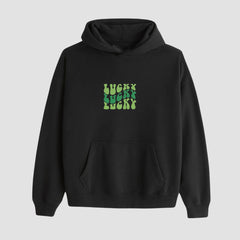 Lucky Embroidered Black Hoodie