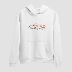 Koi Embroidered White Hoodie