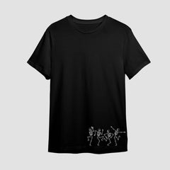 Skeletons Embroidered Black Oversize T Shirt