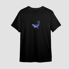 Whale Embroidered Black Oversize T Shirt